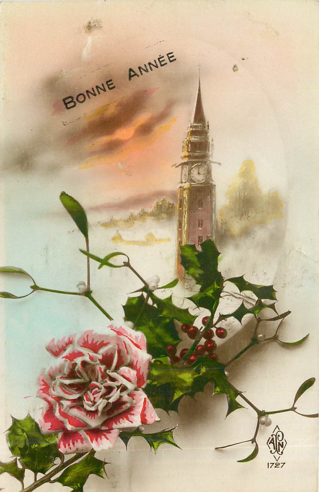 CPA Bonne Annee Fleurs