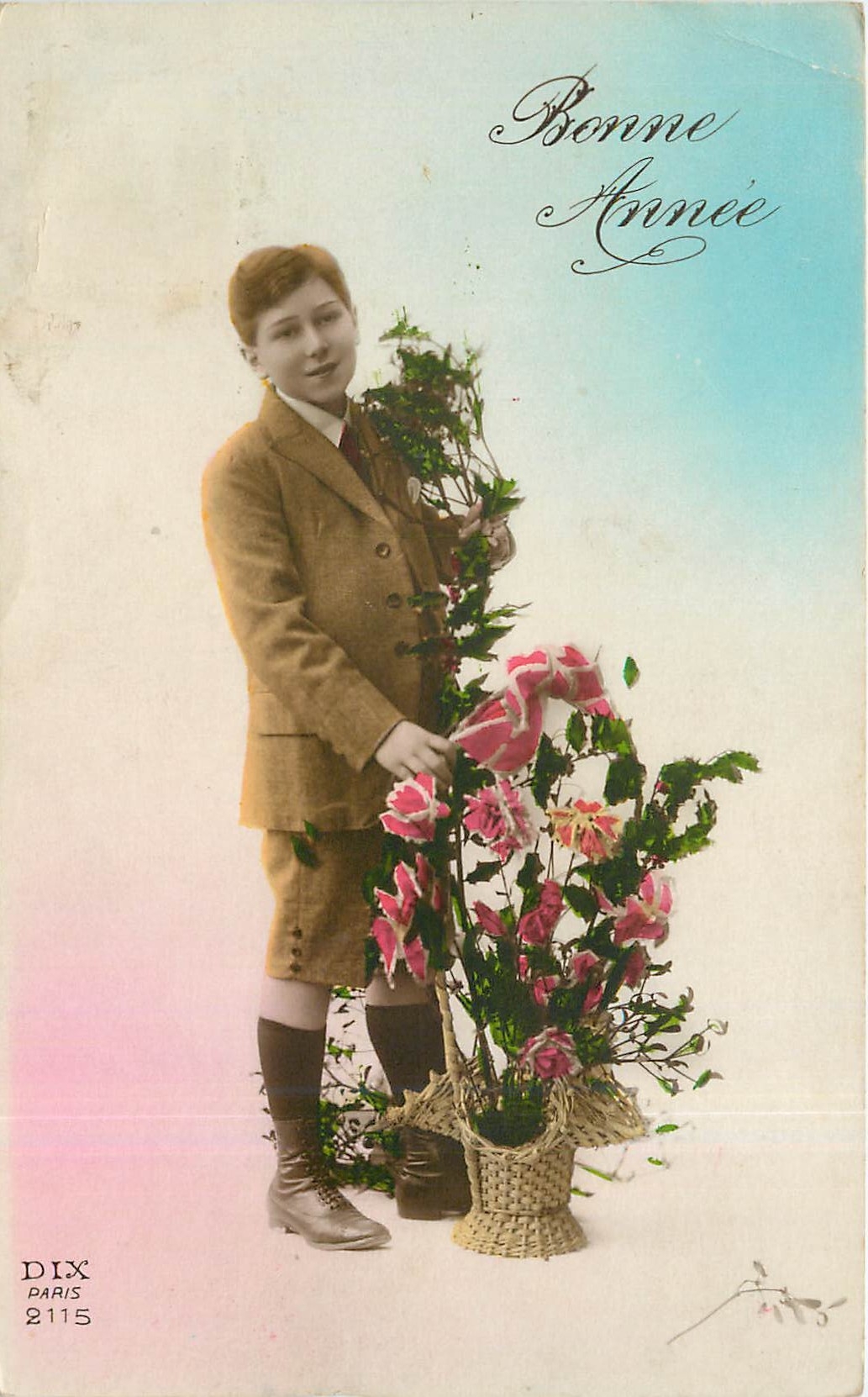 CPA Bonne Annee Enfant Fleurs