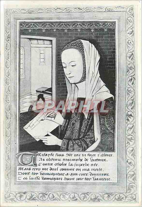 CPA Dame de cour ecrivant une lettre 