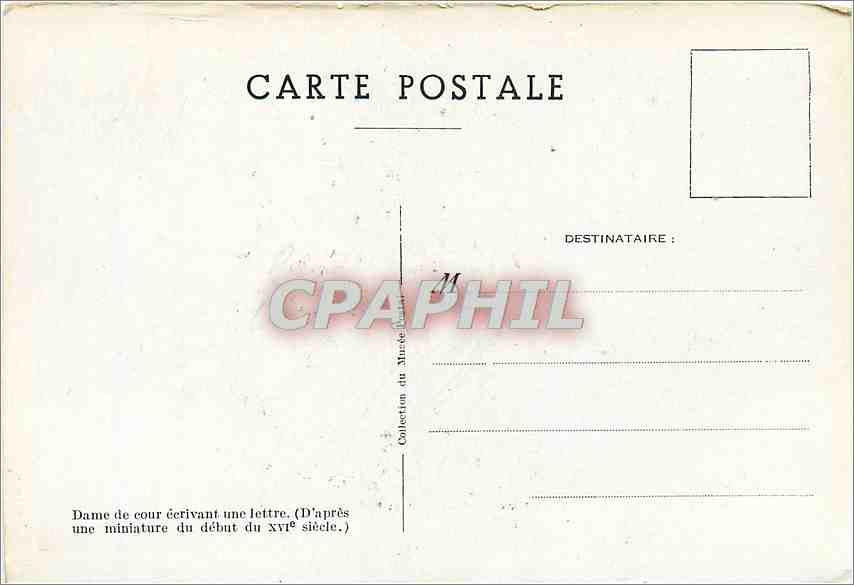 CPA Dame de cour ecrivant une lettre  — Verso