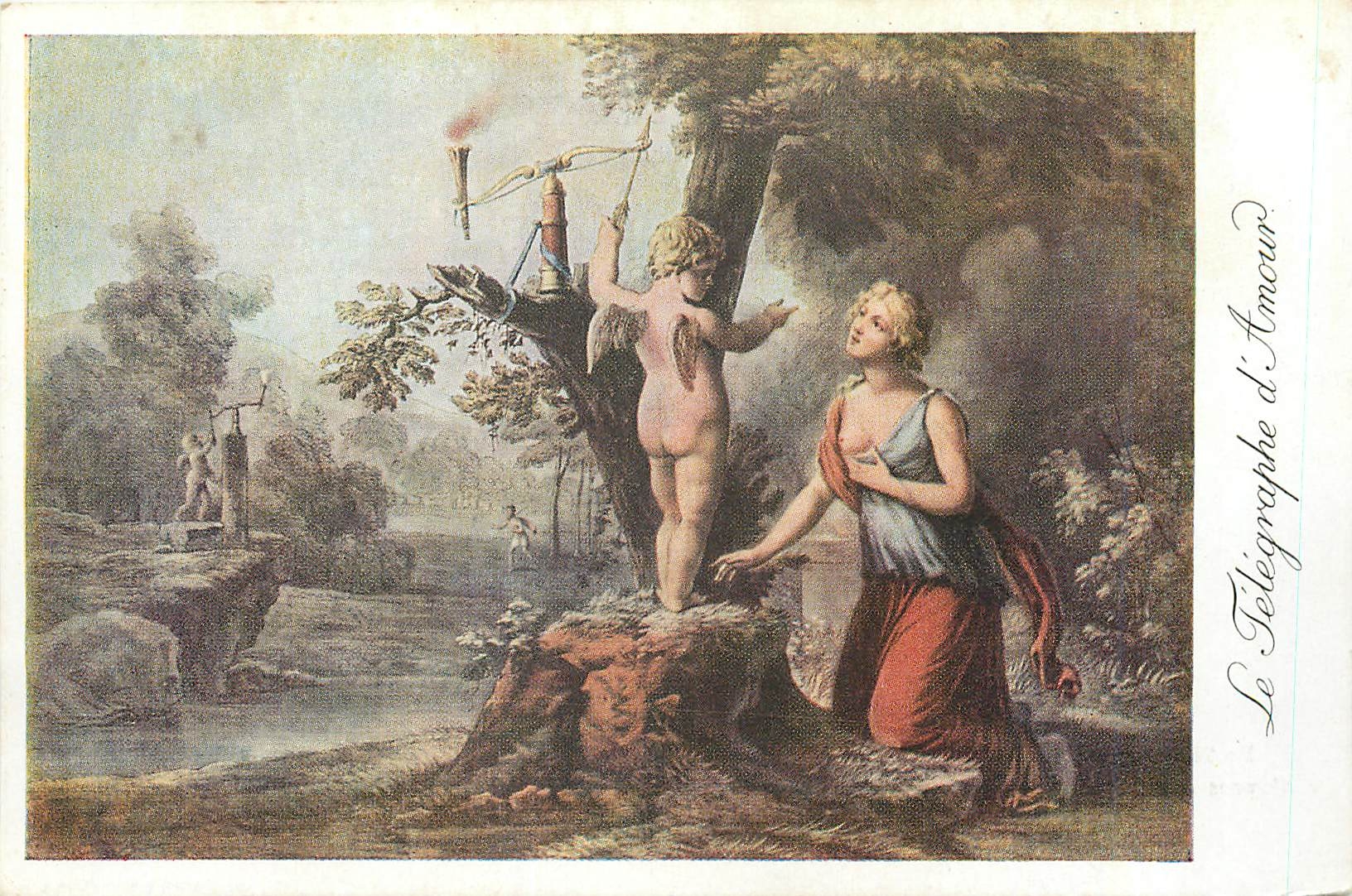 CPA Le Telegraphe de l'Amour d'Apres une estampe de Schall 