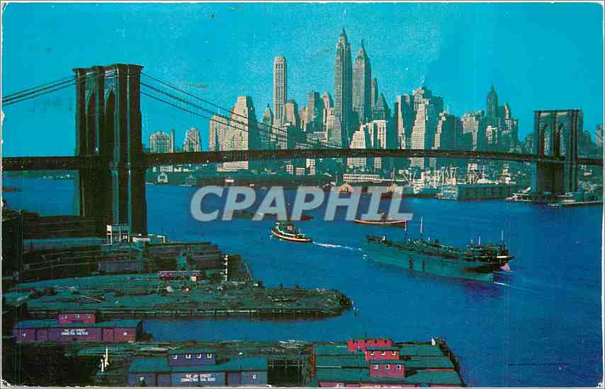 CPM Brookly Bridge East River and Lower Manhattan Skyline New Your 