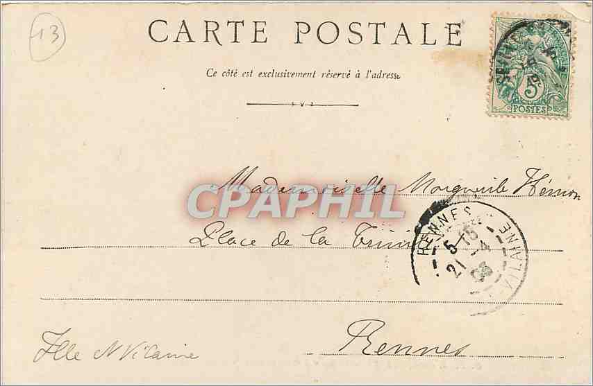 CPA Marseille Ecole des Beaux Arts et Biblitheque de la Ville  — Rückseite