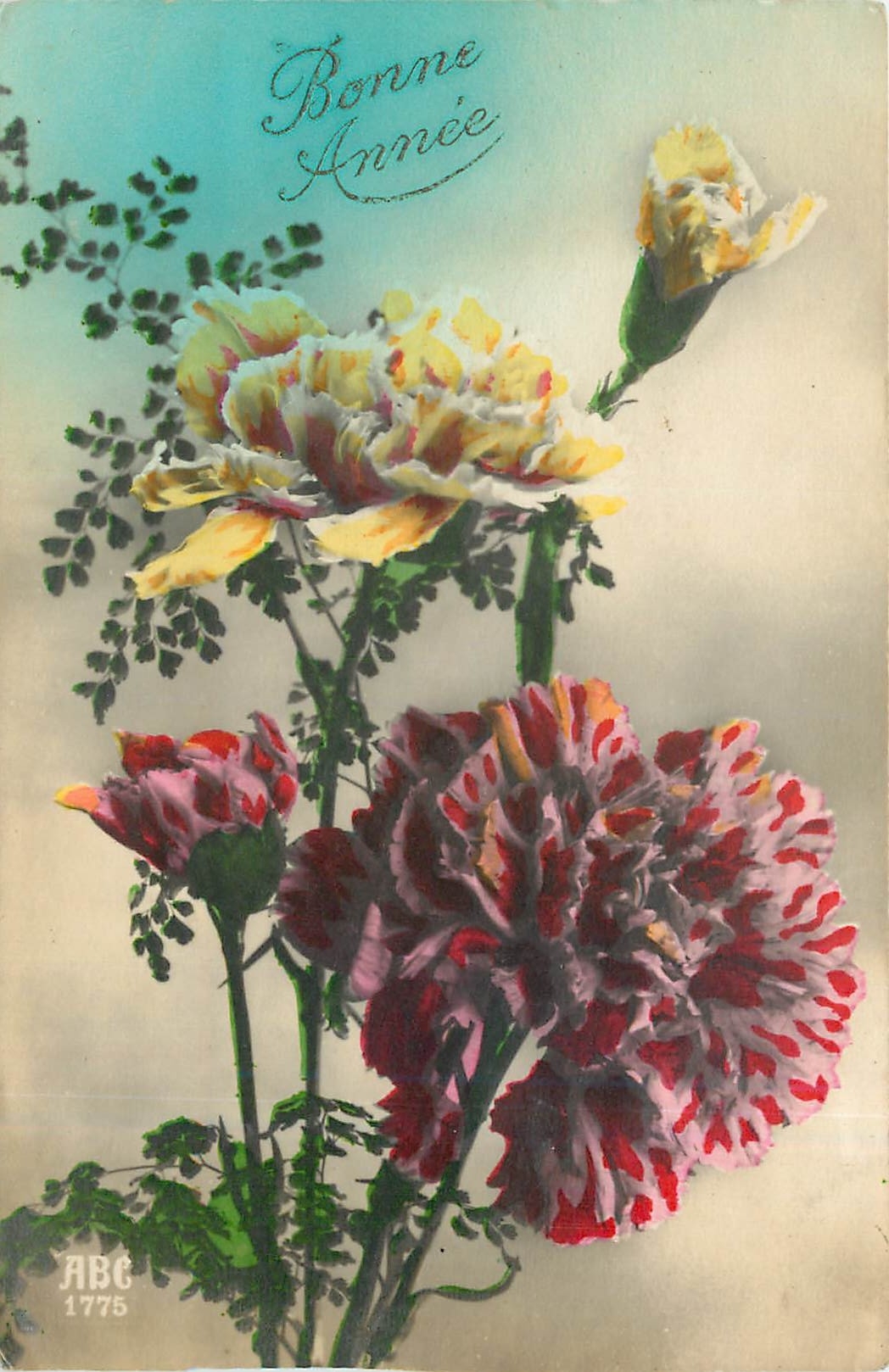 CPA Bonne Annee Fleurs