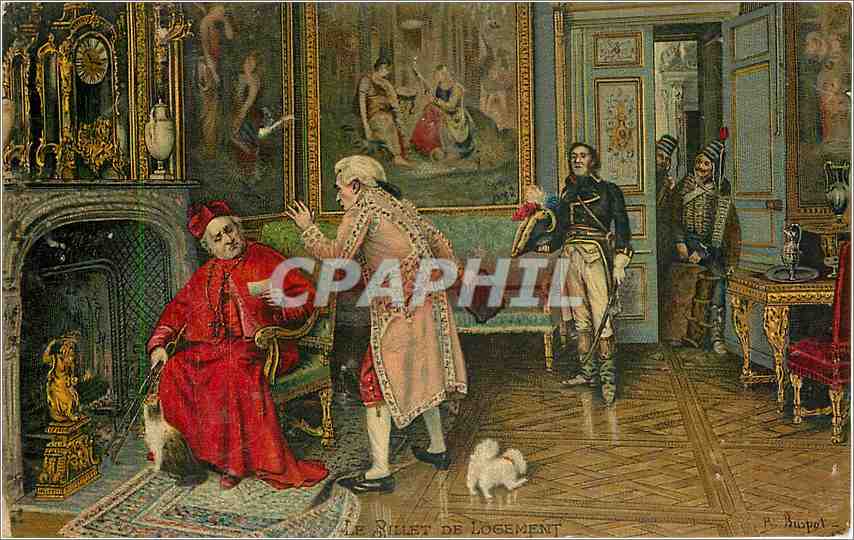 CPA Le billet de Logement Chien Cardinal