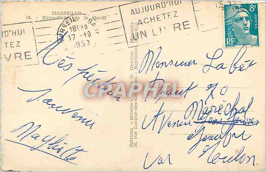 CPA Marseille Notre Dame de la Garde  — Rückseite