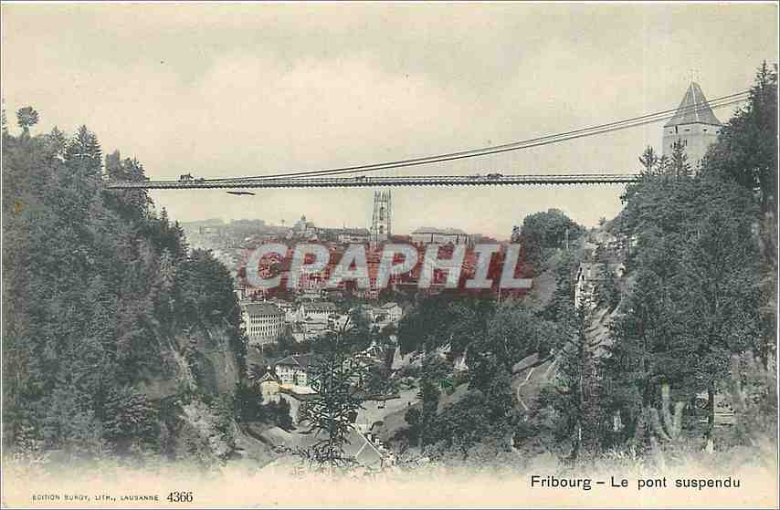 CPA Fribourg Le Pont Suspendu 