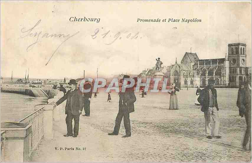 CPA Cherbourg Promenade et Place Napoleon 