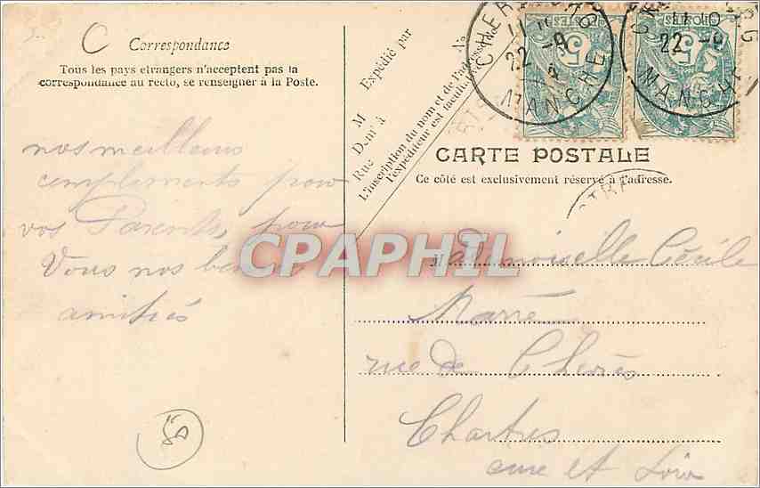 CPA Cherbourg Promenade et Place Napoleon  — Rückseite