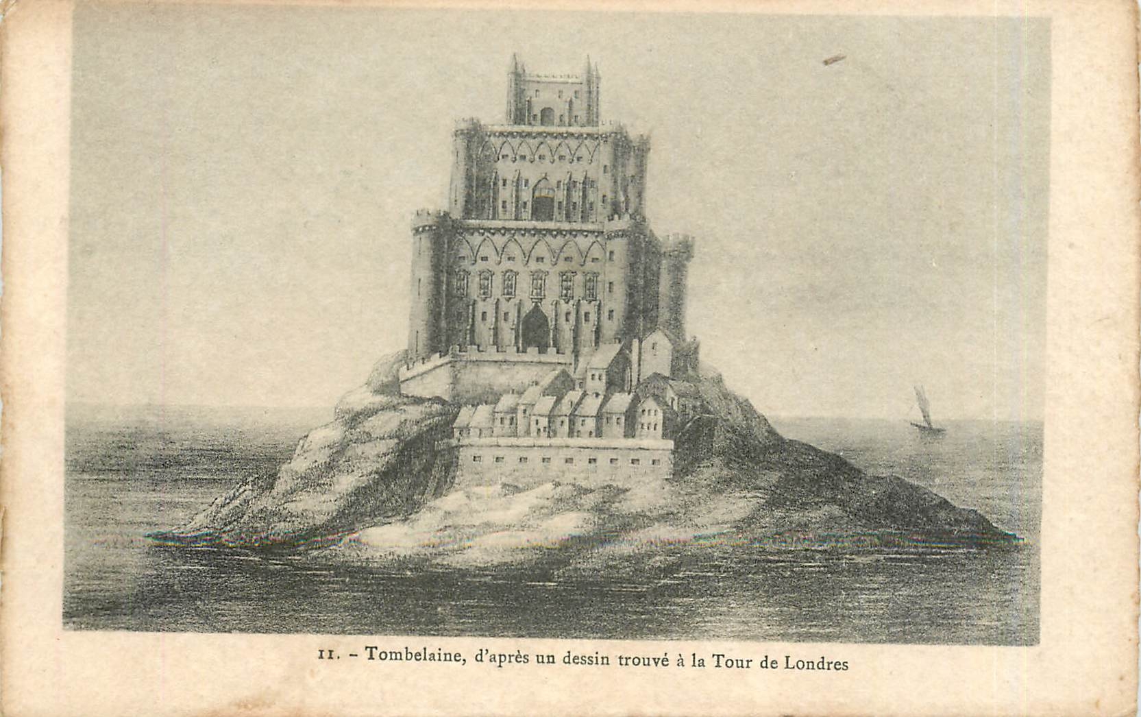 Tombelaine — d'après un dessin trouvé à la Tour de Londres — Fr. Simon, Rennes