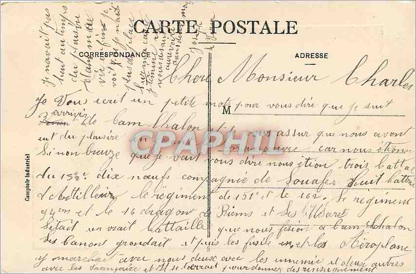 CPA Cathedrale de Reims Grand Portail  — Verso