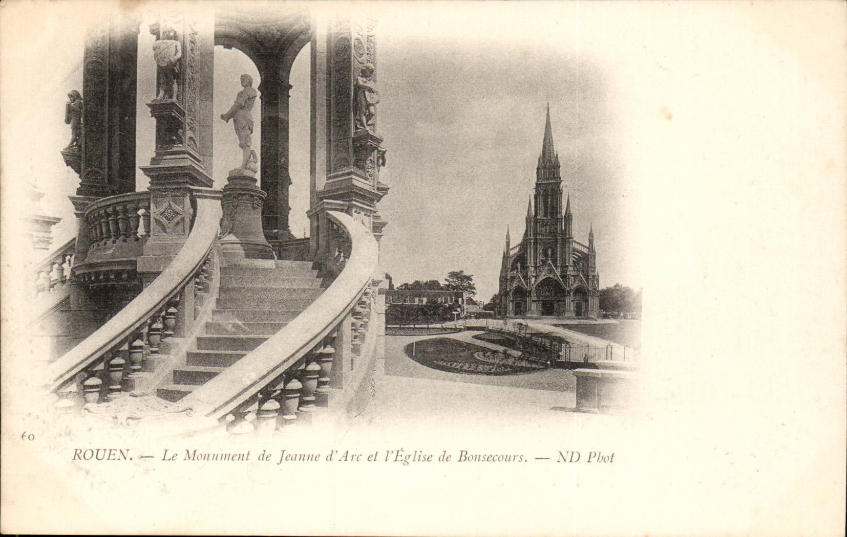Rouen - Le Monument de Jeanne d'Arc et L'Eglise de Bousecours - CPA 
