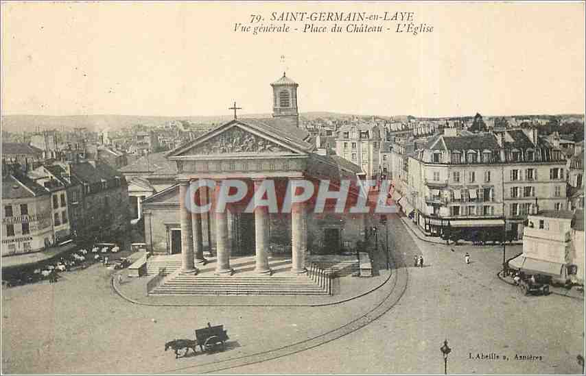 CPA Saint Germain en Laye Vue generale Place du Chateau L'Eglise 