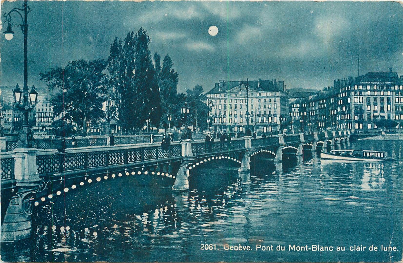 CPA Geneve Pont du Mont Blanc au clair de Iune 