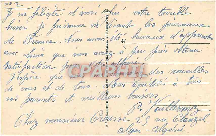CPA Alger Mosquee Djemaa Djedid  — Verso