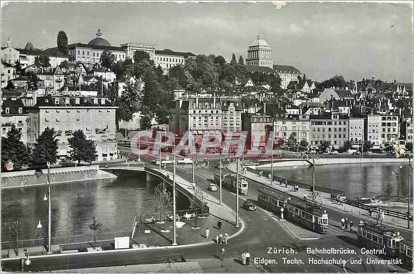 CPM Zurich Bahnhofbrucke Central Eidgen Techn Hochschule und Universitat Train