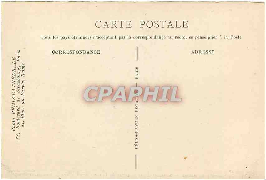 CPA Cathedrale de Reims Sommet d'une tourelle de la Tour nord apres le bombardement  — Verso