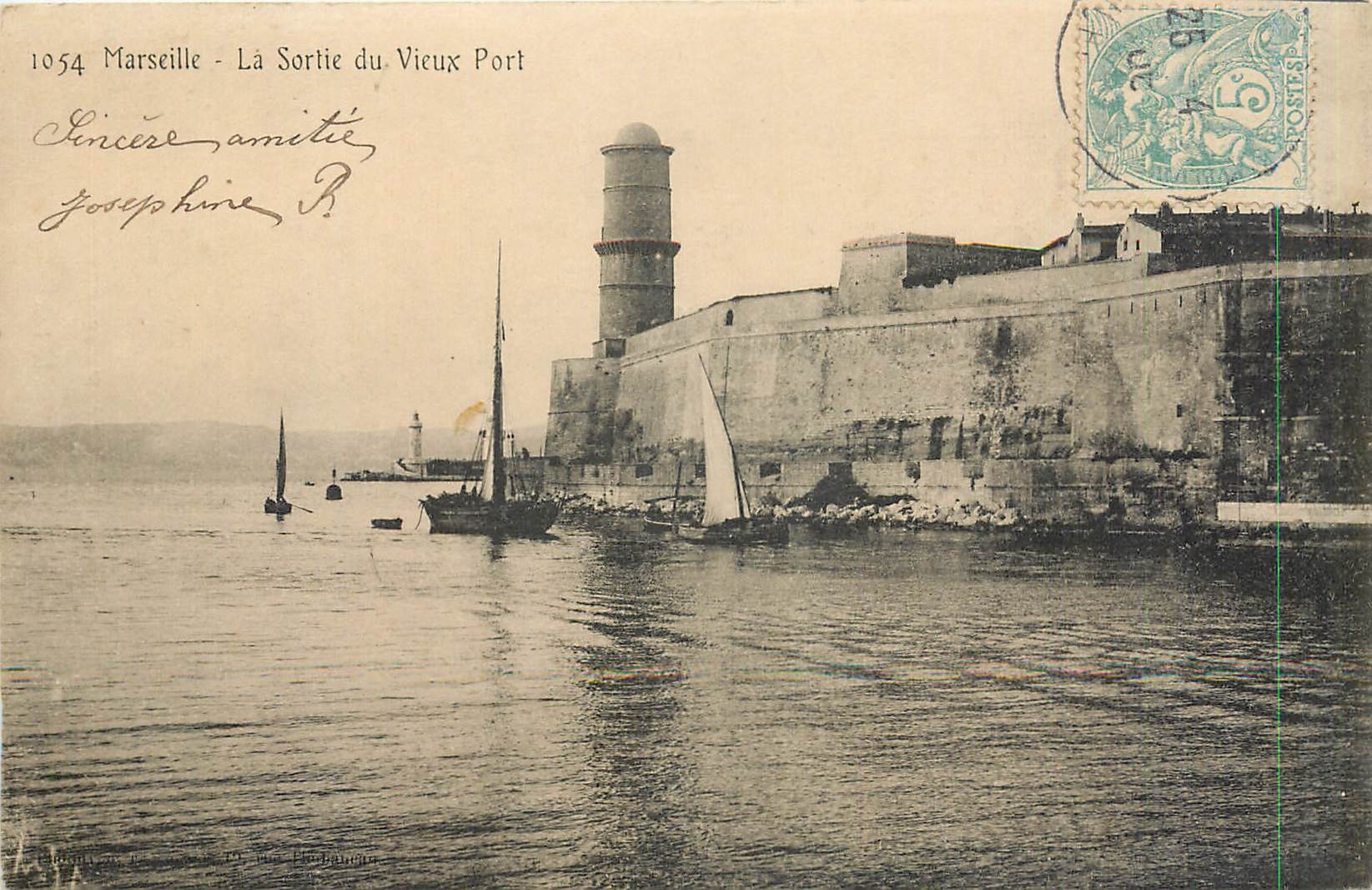 CPA Marseille La Sortie du Vieux Port Phare