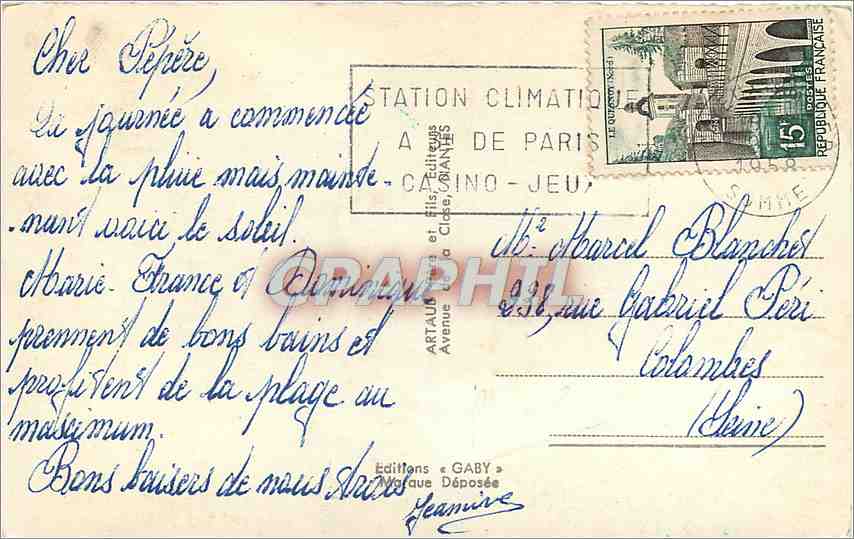 CPM Souvenir de Cayeux Le kiosque Le camping L'entree de la plage Phare de Brighton Le Hourdel — Rückseite