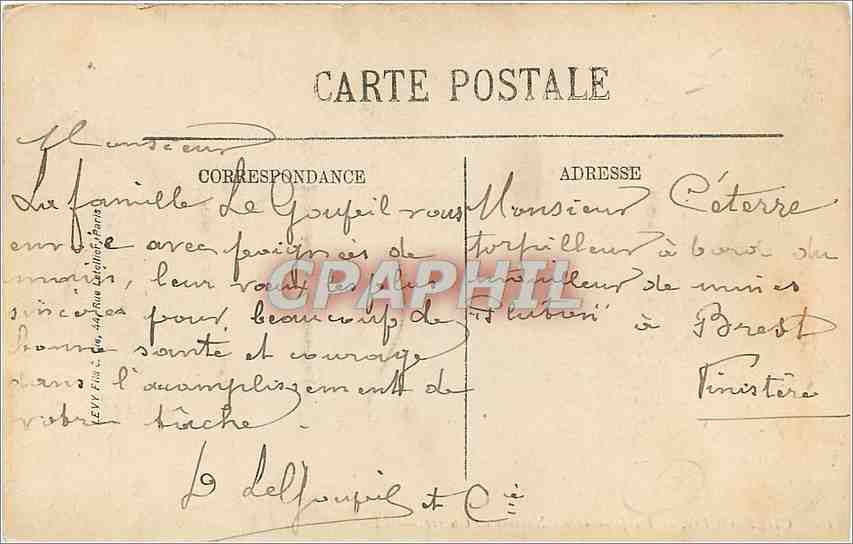 CPA Cherbourg La Jetee et les Navires de Guerre Phare Bateaux — Rückseite