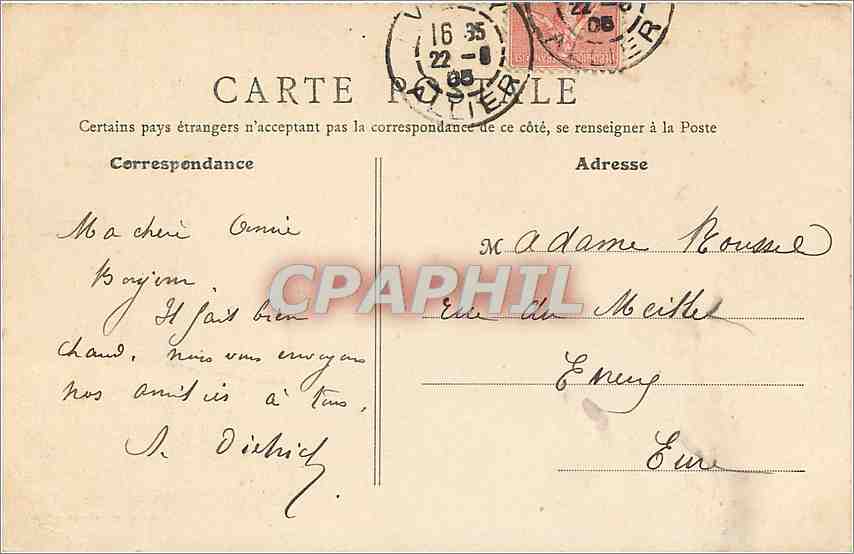 CPA Vichy Le Casino Salle des Jeux  — Rückseite