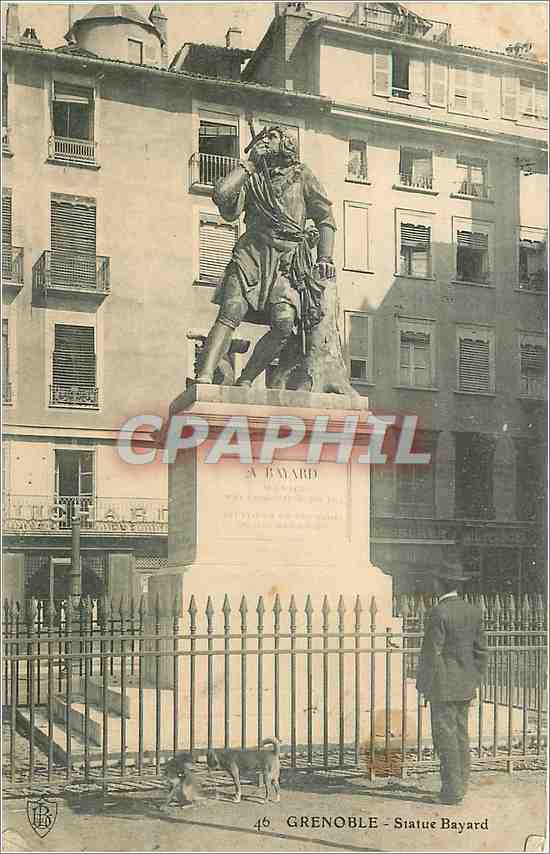 CPA Grenoble Statue Bayard 