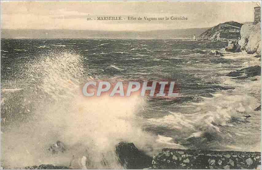 CPA Marseille Effet de Vagues sur la Corniche 