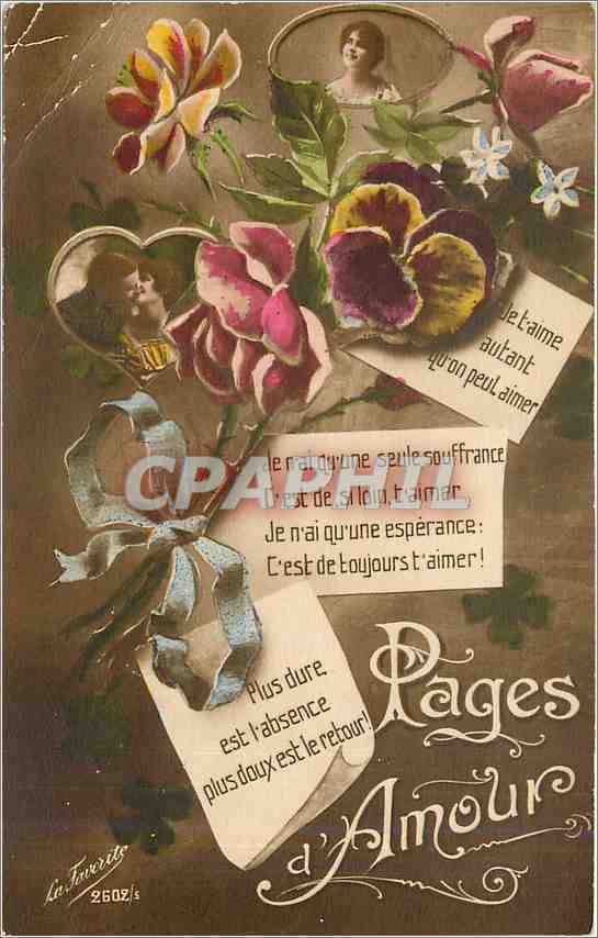 CPA Pages Amour Fleurs Femme