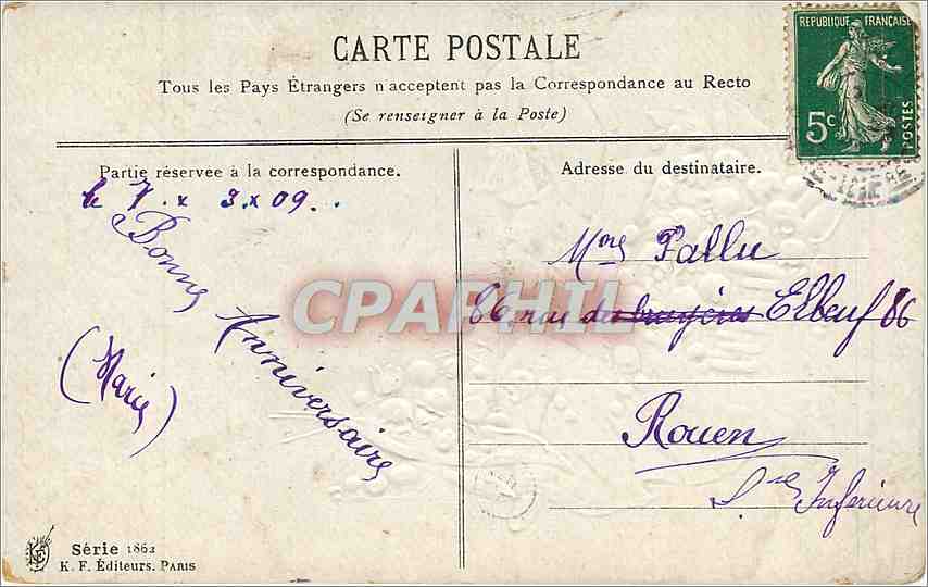 CPA Bonne et Heureuse Fete Fleurs Enfant — Rückseite