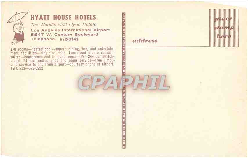 CPM Hyatt House Hotels The Worlds First Fly in Hotels Los Angeles International Airport  — Rückseite