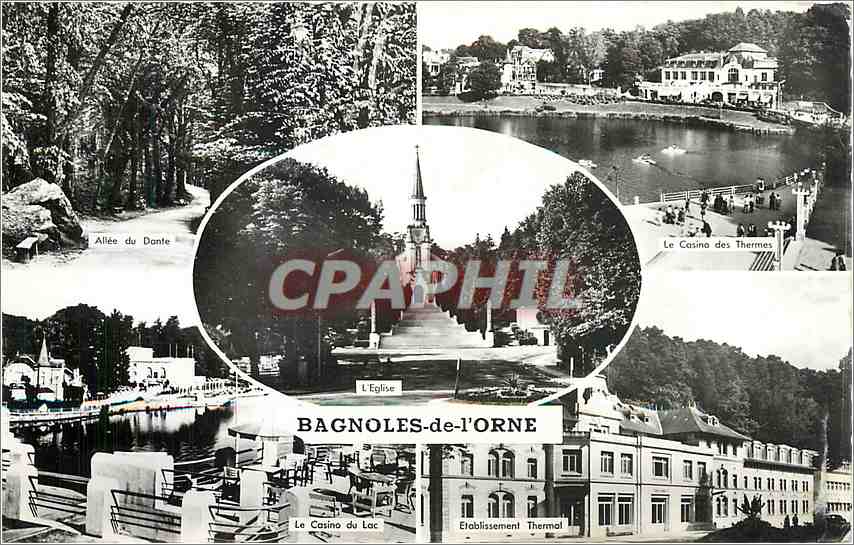 CPM Bagnoles de l'Orne Allee du Dante Le casino du lac Le casino des thermes Etablissement thermal