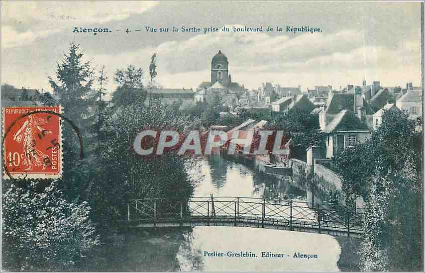 CPA Alencon Vue sur la Sarthe prise du Boulevard de la Republique 