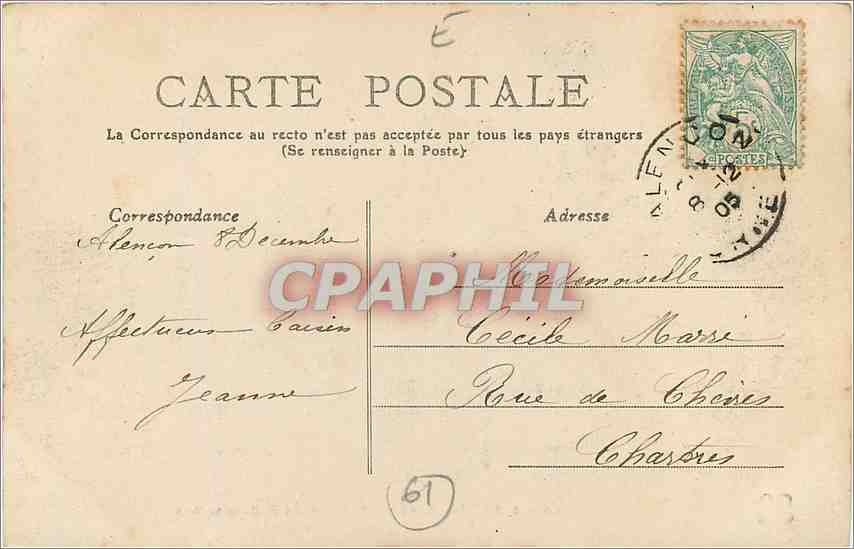 CPA Alencon Vue sur la Sarthe prise du Pont de Bois Eglise Saint Pierre de Montsort  — Rückseite