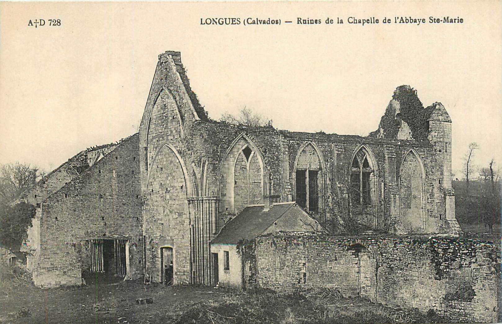 Longues (Calvados) — Ruines de la Chapelle de l'Abbaye Ste-Marie — A+D 728