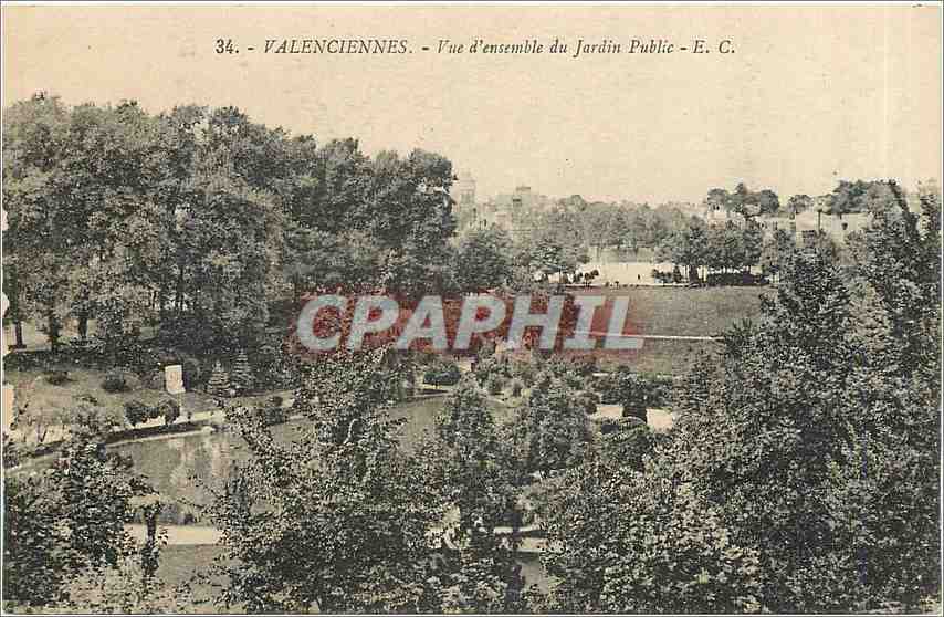 CPA Valenciennes Vue d'Ensemble du Jardin Public 