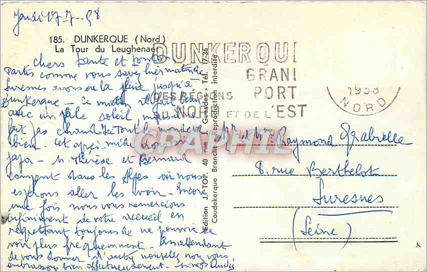 CPM Dunkerque Nord La Tour du Leughenaer Bateau de peche — Back