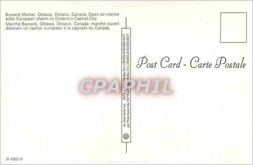 CPM Marche Byward Ottawa Ontario Canada Marche ouvert donnant un cachet europeen a la Capitale du Ca — Back