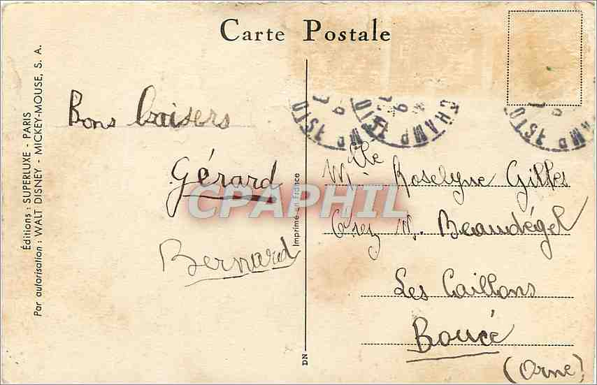 CPA Monsieur le Corbeau side du ses compagnons pousse Dumbo qui hesite a se jeter dans le Vide  Walt — Rückseite