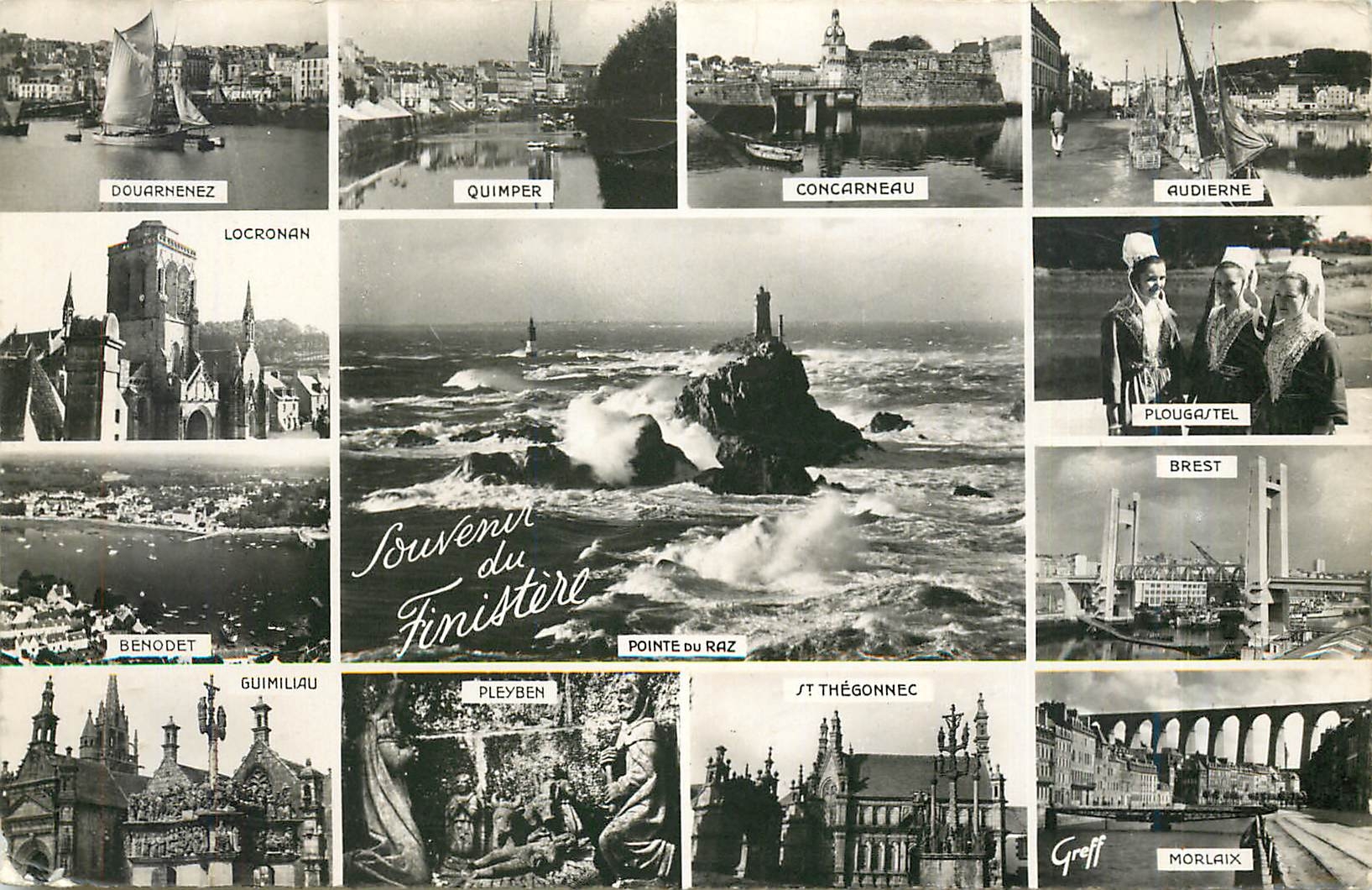 CPM Souvenir du Finistere Douarnenez Quimper Concarneau Audierne Benodet Pointe du Raz Plougastel Mo