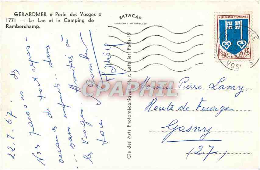 CPM Gerardmer Perle des Vosges Le Lac et le Camping de Ramberchamp  — Verso