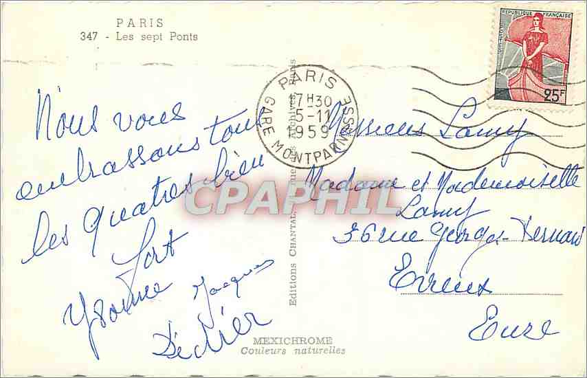 CPM Paris Les sept Ponts  — Verso