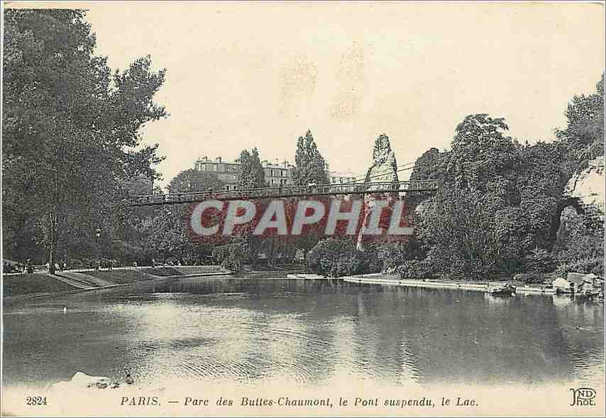 CPA Paris Parc des Buttes Chaumont le Pont Suspendu le Lac 