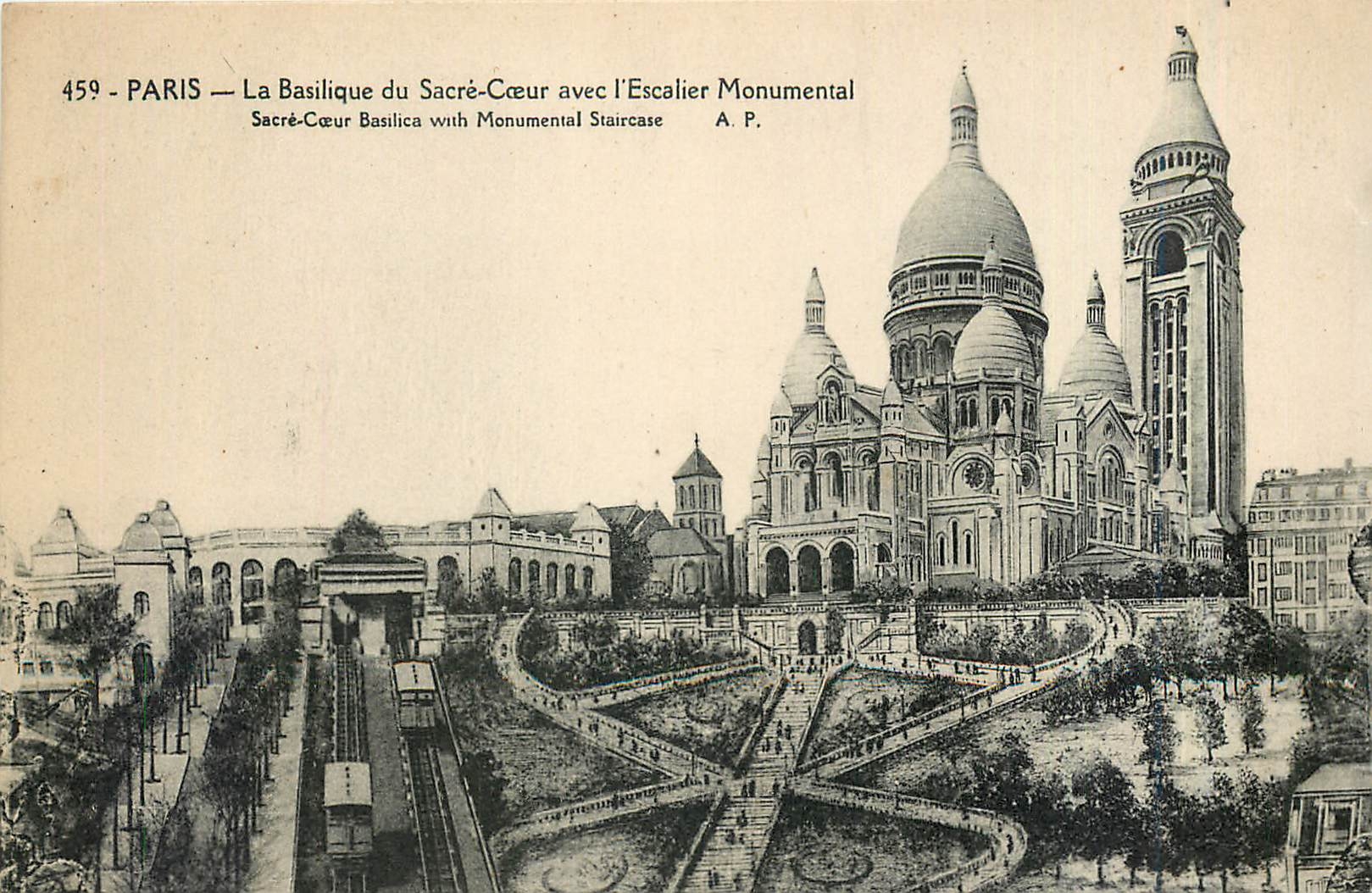 CPA Paris La Basilique du Sacre Coeur avec l'Escalier Monumental 