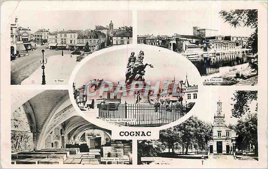 CPM Cognac La place La Charente La statue de Francois 1er 