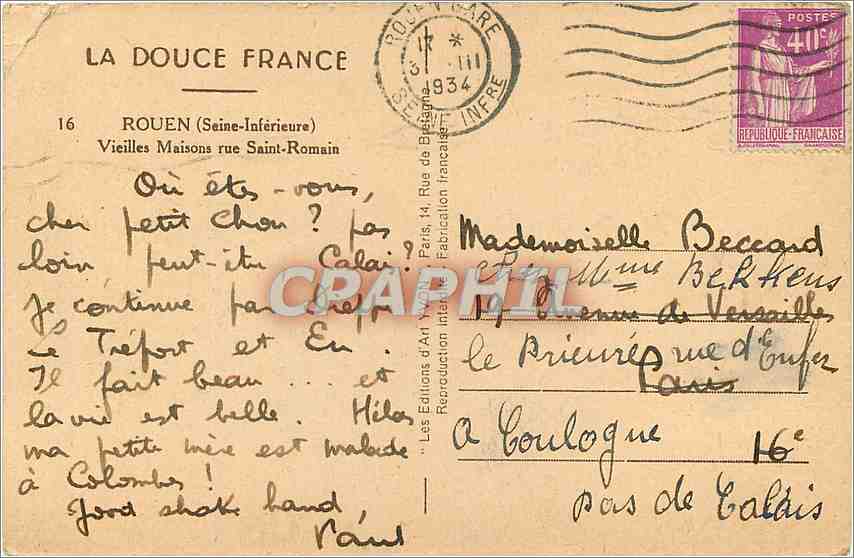 CPA Rouen Seine Inferieure Vieilles Maisons rue Saint Romain  — Verso