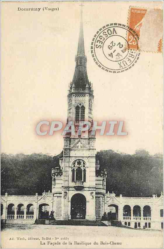 Domréméy (Vosges) — Ansicht der Fassade der Basilika Bois-Chenu — Ad. Weck, Verlag, St-Dié - Nr. 10887