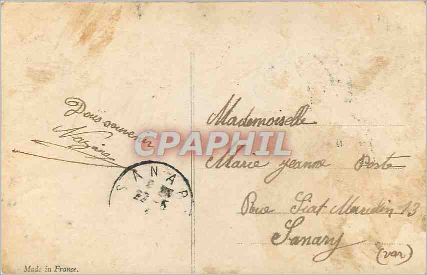 CPA Femme Bateau — Verso