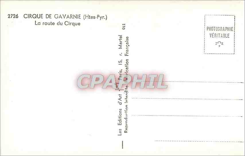 CPA Cirque de Gavarnie Htes Pyr La route du Cirque  — Verso
