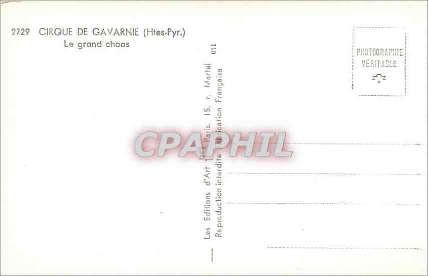 CPA Cirque de Gavarnie Htes Pyr Le grand chaos  — Verso
