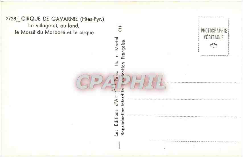 CPA Cirque de Gavarnie Htes Pyr Le Village et au fond le Massif du Marbore et le Cirque  — Verso